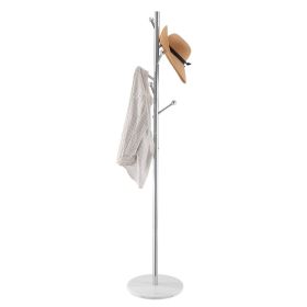 Coat Rack, Freestanding Coats Rack Stand with Stable Marble Base & 8 Hooks, Free Standing Hall Coat Tree for Entryway, Bedroom, Office, Living Ro
