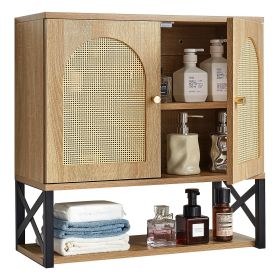 Bathroom Wall Cabinet, with 2 Doors and Adjustable Shelf, Over the Toilet Storage Medicine Cabinet Wall Mounted